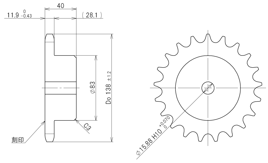 Nhông (Chain Wheel) TSUBAKI RF2060S-1B1012TQ-H035N