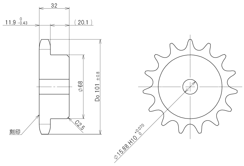 Nhông (Chain Wheel) TSUBAKI RS60-1B15TQ-H035N