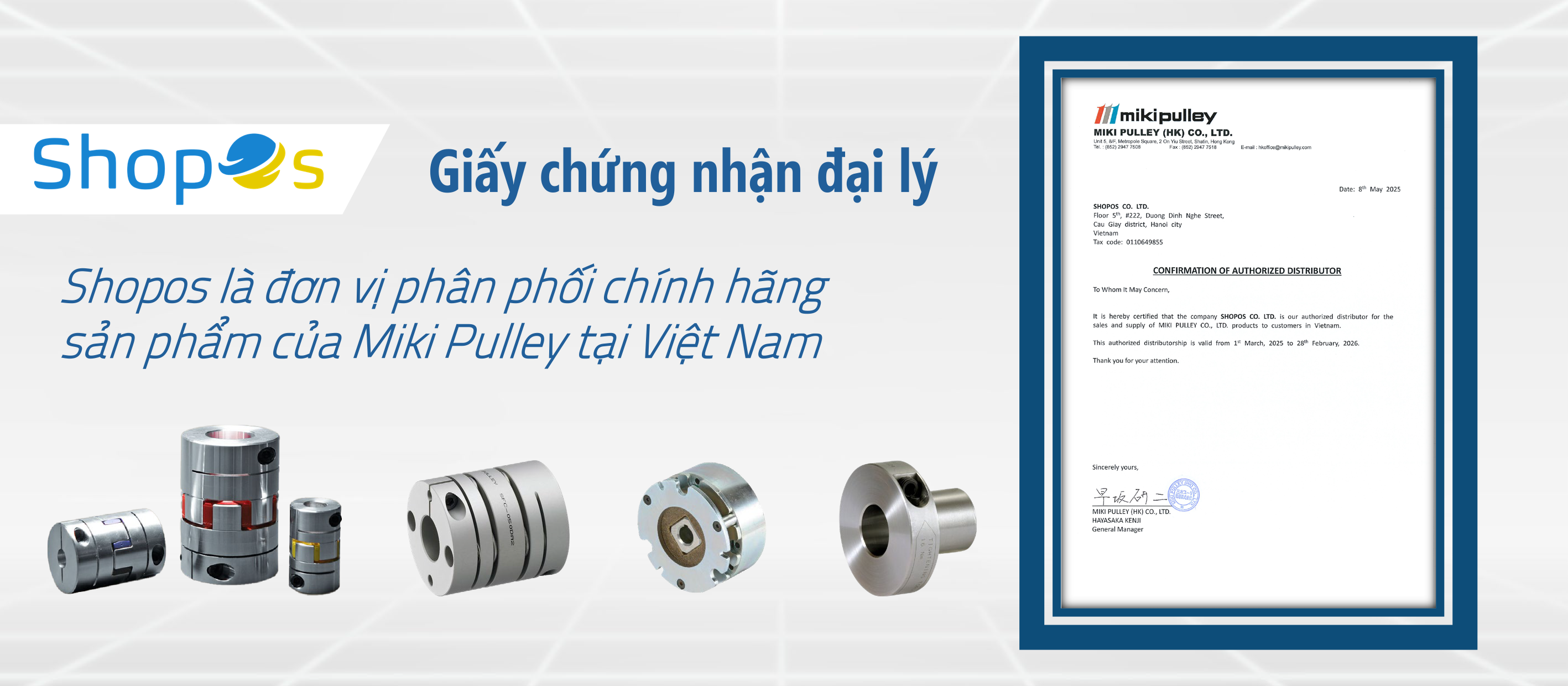 Giấy chứng nhận đại lý Miki Pulley